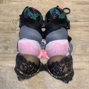 Victoria Secret Bundle 5 Push Up Bras Wear Everywhere Date Lace Diamanté